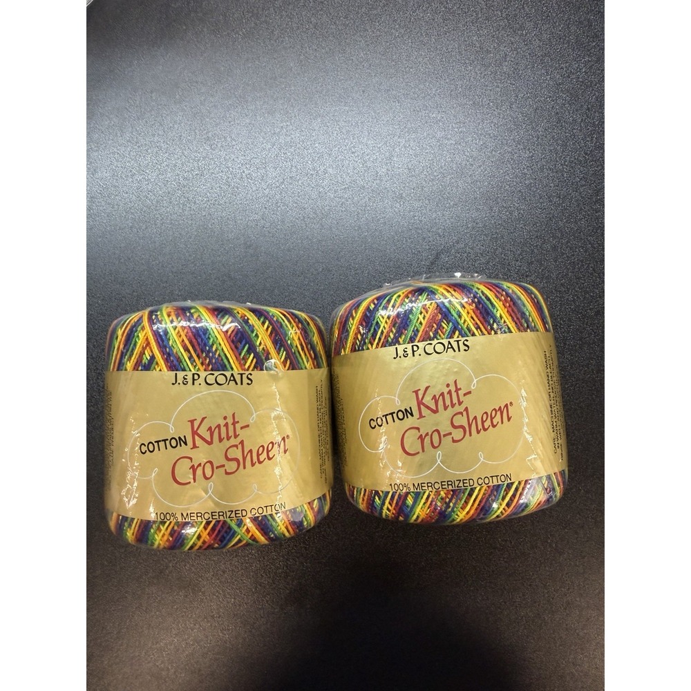 Lot 2- J&P Coats Knit Cro-Sheen Mexicana (A-64) Crochet Mercerized Cotton Thread
